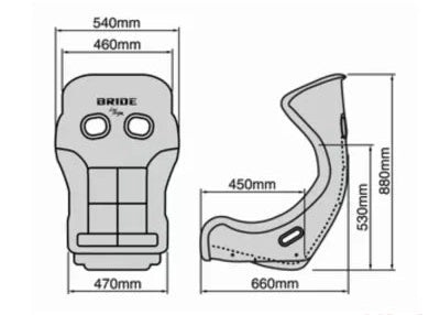 Bride XERO MS Black FRP Full Bucket Seat - HB2ASF