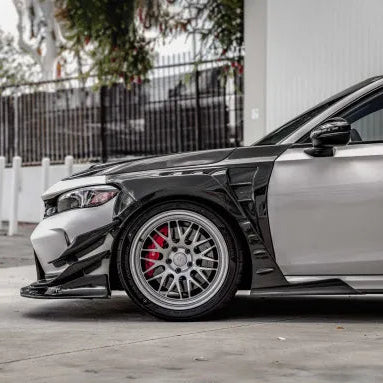Seibon MB-Style Carbon Fiber Front Side Skirt Extensions Honda Civic Type-R Base 2023-2025 - SX23HDCVR-MB-F